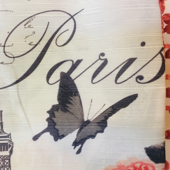 Paris Flower Fabric Shower Curtain Pink Gray - Picture 3 of 8